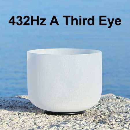 432Hz A Third Eye 8 Inch White Frosted Quartz Chakra Bowl