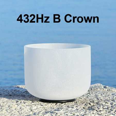 432Hz B Crown 8 Inch White Frosted Quartz Chakra Bowl