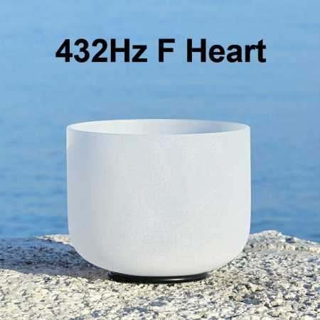 432Hz F Heart 8 Inch White Frosted Quartz Chakra Bowl