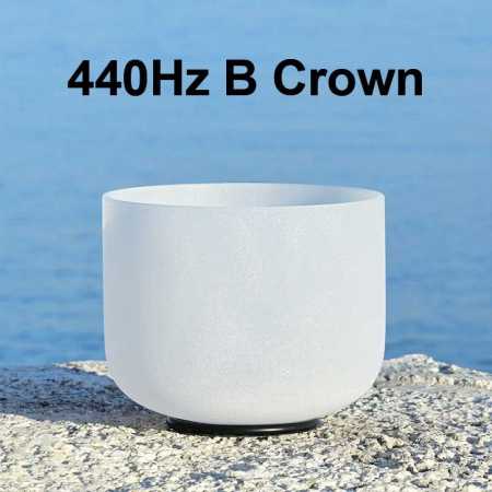 440Hz B Crown 8 Inch White Frosted Quartz Healing Bowl