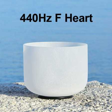 440Hz F Heart 8 Inch White Frosted Quartz Healing Bowl