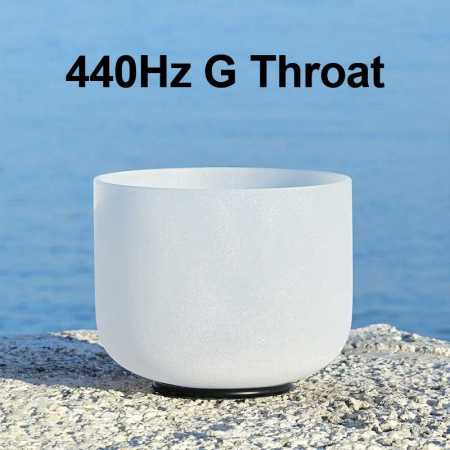 440Hz G Throat 8 Inch White Frosted Quartz Healing Bowl