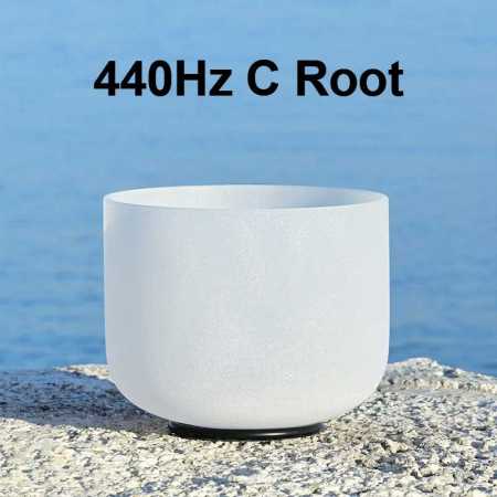 440Hz c Root 8 Inch White Frosted Quartz Healing Bowl