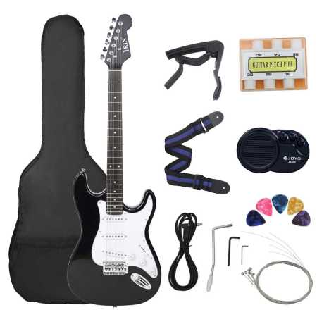 Black Irin ST Electric Guitar 39 Inch 6 String 21 Frets with Accessoriesjpg