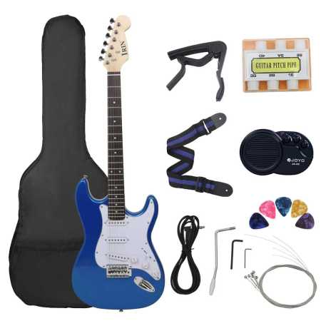 Blue ST Electric Guitar 39 Inch 6 String 21 Frets with Accessoriesjpg