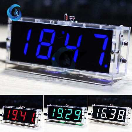 DIY Electronic Kit Digital Clock Voice Control Temperature Thermometer Red Blue Gr White