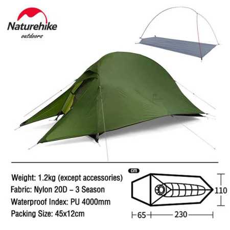 Dark Green Hiking Tent Single Person only 1.2kg