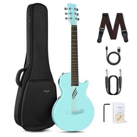 Enya NOVA GO SP1 Blue  Electric Guitar Smart Carbon Fiber Acoustic 35 Inch with Pickup, Case, Strap, 