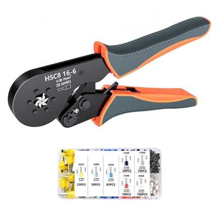 HSC8 16 6 Hexagonal Wire Ferrule Crimper Tool with 450 Terminals