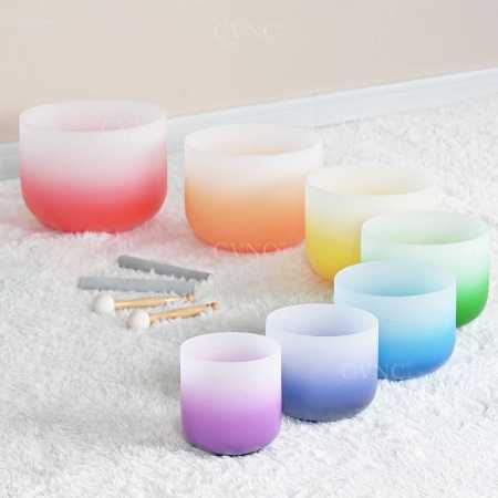 Half Color Aria Gradient CDEFGAB Crystal Singing Bowls Set Chakra Set