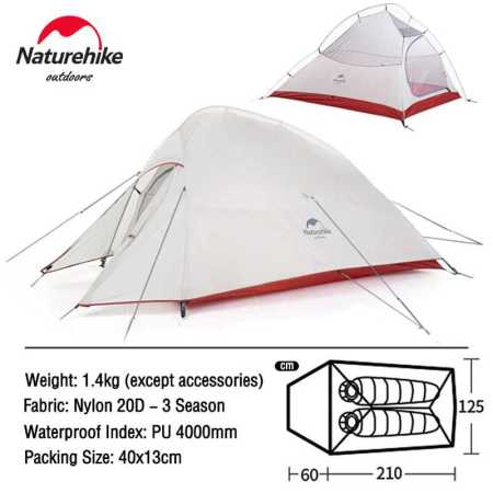 Naturehike Cloud Up 2 Person Ultralight Tent Only 1.4 kg