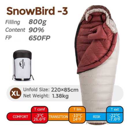 Naturehike SnowBird -3 Ultralight Sleeping Bag -3 to -10 degrees C