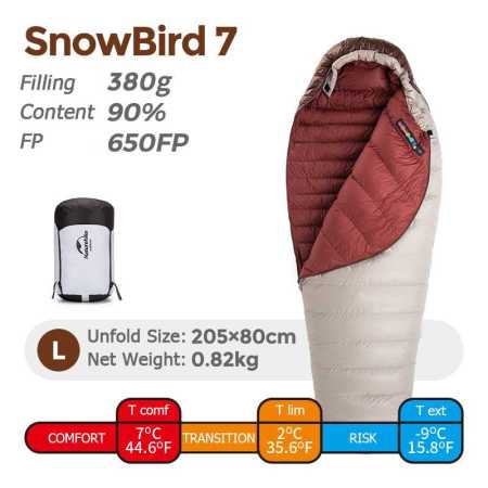 Naturehike SnowBird 7 down Sleeping Bag 2 to 7 degrees C