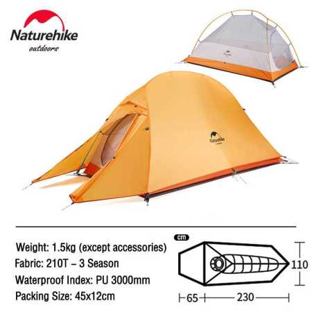 Orange Lightweight Single Person Tent 1.5kg