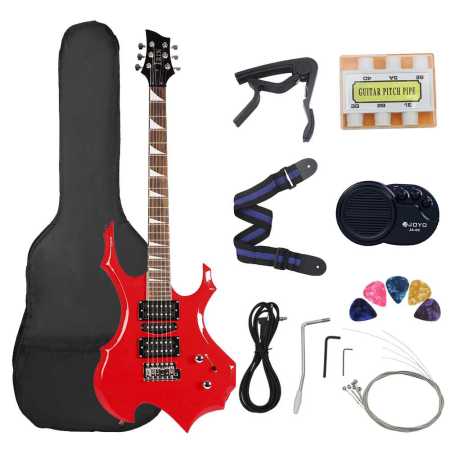 Red Electric Guitar 24 Frets With Bag Speaker and Accessories