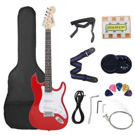 Red ST Electric Guitar 39 Inch 6 String 21 Frets with Accessoriesjpg