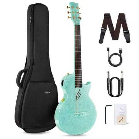 Sparkling Green Electric Guitar Smart Carbon Fiber Acoustic 35 Inch