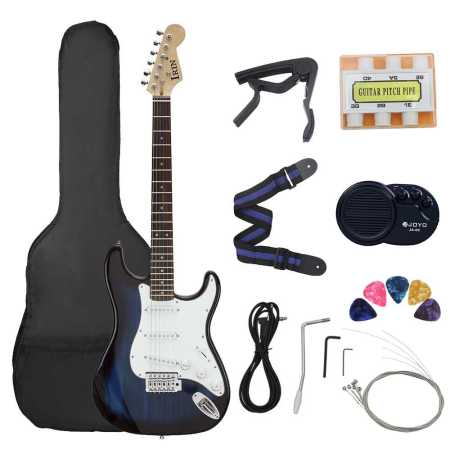 Streaky Blue ST Electric Guitar 39 Inch 6 String 21 Frets with Accessoriesjpg