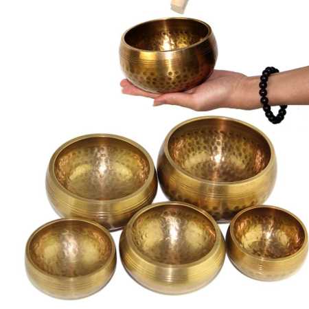 Tibetan Singing Bowl Set of 5 Meditation Sound Bowl 3.15 4.72 inch