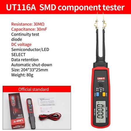 UT116A Digital Tweezers Smart SMD Tester Electrical Multimeter Resistance Capacitance Continuity Diode Test Meter