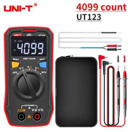 UT123 Mini Digital Multimeter AC DC Voltage Resistance  Temperatue Continuity Test with Case