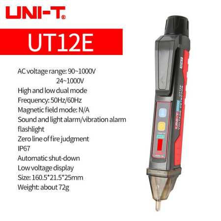 Unit-Trend UT12E Non Contact Voltage Detector Pen High and Low Dual Mode 1000V Electric Pencil Volt Tester