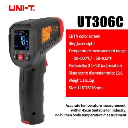 UT306S UT306C Digital Thermometer Non Contact Household Industrial Infrared Laser Temperature Tester Meter Gun  50℃ 500℃