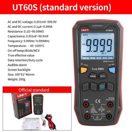 Unit-Trend UT60S Digital Smart Multimeter 1000V AC DC Voltmeter Ammeter True RMS Capacitor Temperature Tester multimeter