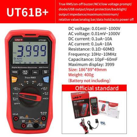 Uni T Tester UT61B Plus 22000 Counts AC DC 1000V Amp Meter Voltmeter True RMS Electric Multitester