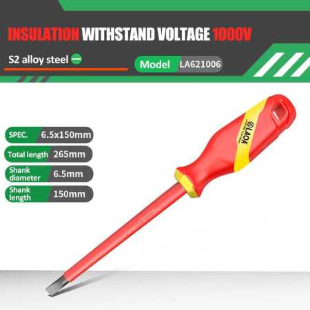 VDE Insulated Electrcians Flathead Screwdriver 6.5 x150mm LA621006