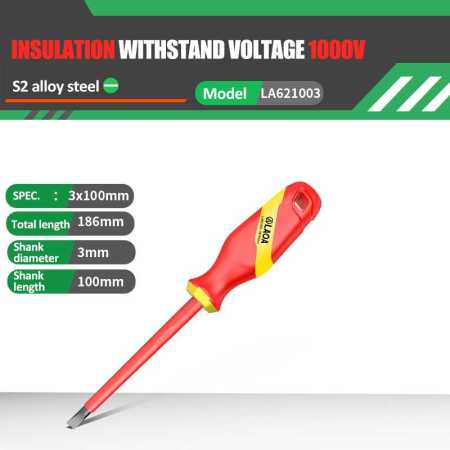 VDE Insulated Electrcians Flathead Screwdriver LA621003 