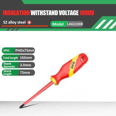 VDE Insulated Electricians Screwdriver PHO 75mm LA621008