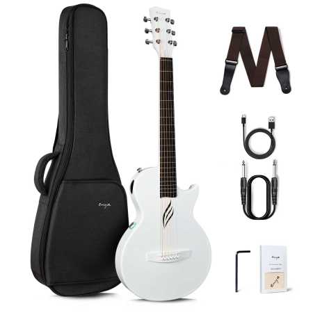 White  Electric Guitar Smart Carbon Fiber Acoustic 35 Inch