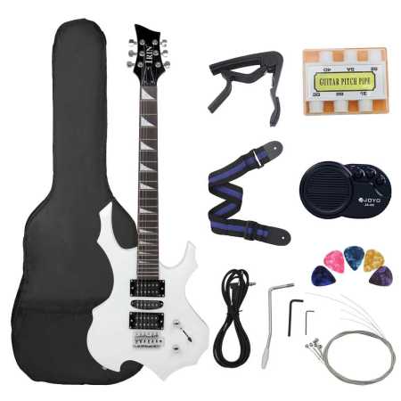 White Electric Guitar 24 Frets With Bag Speaker and Accessories